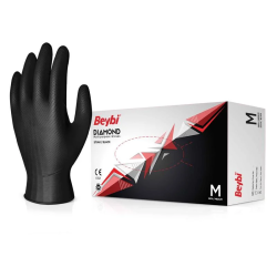 BEYBİ DİAMOND PUDRASIZ NİTRİL MUAYENE ELDİVENİ SİYAH